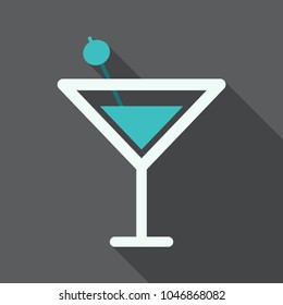 Martini cocktail with straw vector illustration outline silhouette isolated on background. Alcohol drink cocktail icon