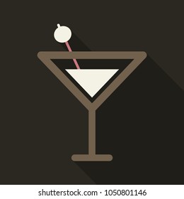 Martini cocktail with straw vector illustration outline silhouette isolated on background. Alcohol drink cocktail icon