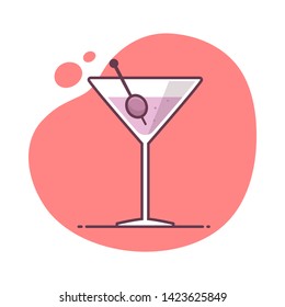 Martini cocktail vector icon illustration in monoline / line art style