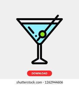 Martini concept line icon. Simple element illustration. Martini concept outline symbol design. Can be used for web and mobile UI/UX. Modern vector style. Modern vector style. 
