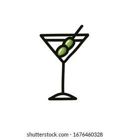 martini doodle icon, vector illustration