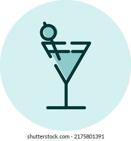 Martini drink, illustration, vector on a white background.