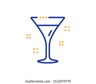 Martini drink sign. Cocktail glass line icon. Hotel service symbol. Colorful outline concept. Blue and orange thin line cocktail icon. Vector