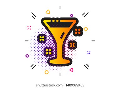 Martini drink sign. Halftone circles pattern. Cocktail glass icon. Hotel service symbol. Classic flat cocktail icon. Vector