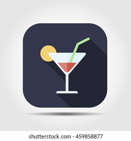 martini flat icon with long shadow, vector illustration