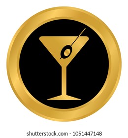 Martini glass button on white background. Vector illustration.