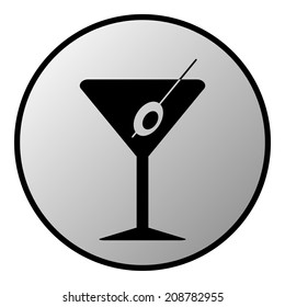 Martini glass button on white background. Vector illustration.