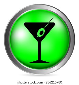 Martini glass button on white background. Vector illustration.