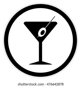 Martini glass button on white background. Vector illustration.