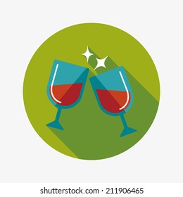 Martini glass cheers flat icon with long shadow,eps10