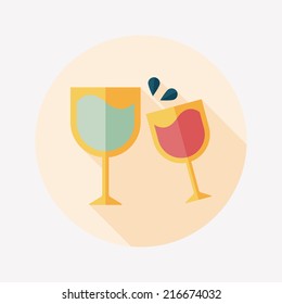 Martini glass cheers flat icon with long shadow,eps10