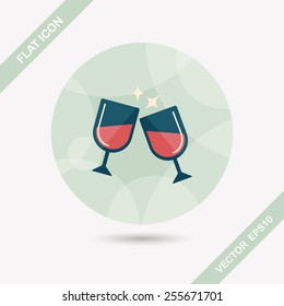 Martini glass cheers flat icon with long shadow,eps10