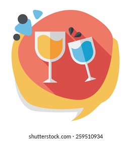 Martini glass cheers flat icon with long shadow,eps10