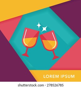 Martini glass cheers flat icon with long shadow,eps10
