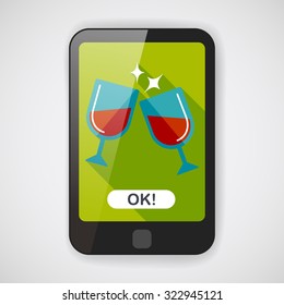 Martini glass cheers flat icon with long shadow,eps10