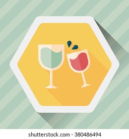 Martini glass cheers flat icon with long shadow,eps10