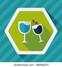 Martini glass cheers flat icon with long shadow,eps10