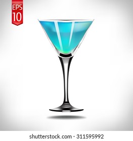 martini glass. cocktail. Isolated On White Background. Vector Illustration.