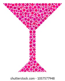 Martini Glass collage of filled circles in various sizes and color tinges. Filled circles are grouped into martini glass vector illustration. Vector illustration.