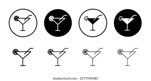 Martini glass icon black and white vector sign