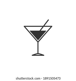 Martini glass icon. Cocktail drink symbol. Vector alcohol silhouette isolated on white