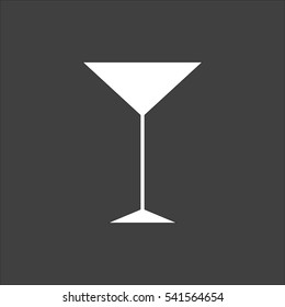 Martini glass icon flat. Vector white illustration isolated on black background. Flat symbol