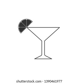 Martini glass icon isolated. Cocktail with lime symbol. Flat design. Vector Illustration
