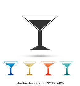 Martini glass icon isolated on white background. Cocktail icon. Wine glass icon. Set elements in color icons. Vector Illustration