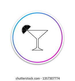 Martini glass icon isolated on white background. Cocktail with lime symbol. Circle white button. Vector Illustration