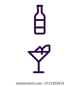 Martini-Glassymbol. Eine lineare Vektorgrafik von Martiniglas, einzeln auf weißem Hintergrund.
