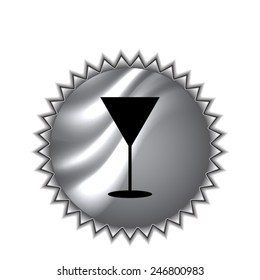Martini Glass Icon on round sticker