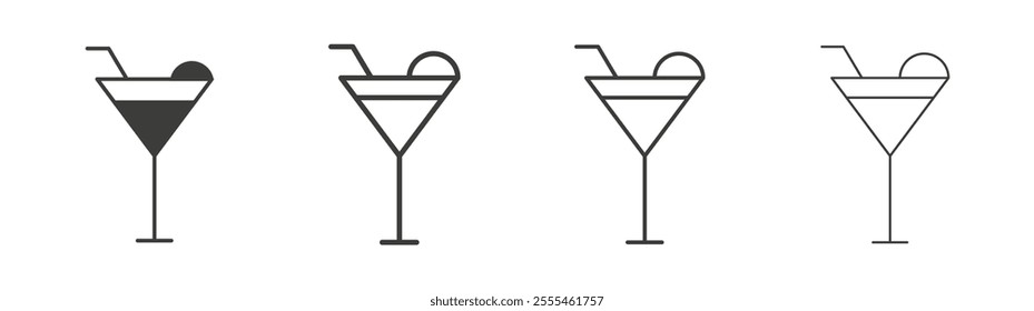 Martini glass icon pack. vector illustration