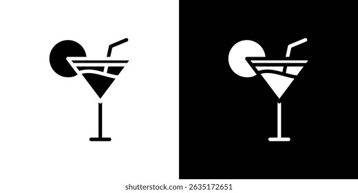 Martini glass icon in solid flat trendy design style.