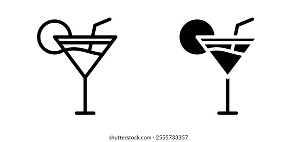 Martini glass icon symbol collection on white background.