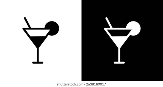 Martini glass icon Vector in flat style. Collection silhouettes