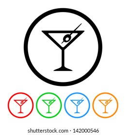 Martini Glass Icon In Vector Format With Four Color Variations