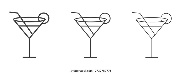 Martini vidro ícone vetor Gráficos. Ícones de linhas finas pretas