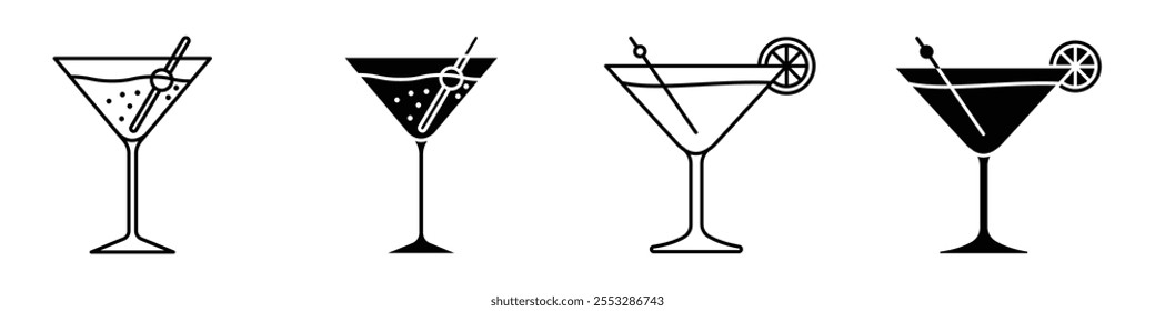 Martini glass icon vector set. EPS10