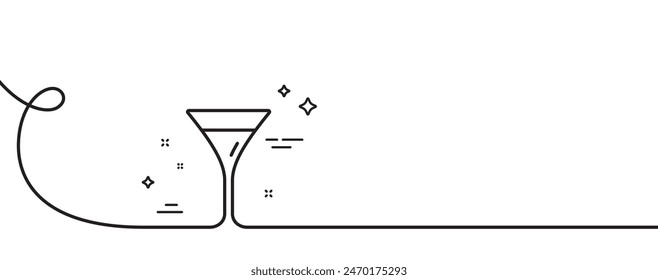 Martini glass line icon. Continuous one line with curl. Wine glass sign. Martini glass single outline ribbon. Loop curve pattern. Vector