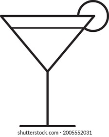 Martini Glass line icon vector design template and illustration with editable stroke