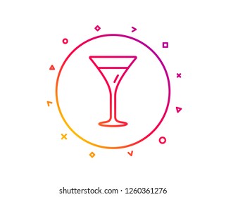 Martini glass line icon. Wine glass sign. Gradient pattern line button. Martini glass icon design. Geometric shapes. Vector