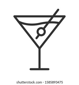 martini glass, linear icon. Editable stroke