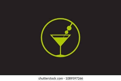Martini Glass Logo, Vector Template