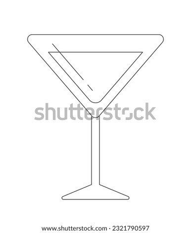 Martini glass monochrome flat vector object. Cocktail clear glass. Alcohol drink bar. Editable black and white thin line icon. Simple cartoon clip art spot illustration for web graphic design