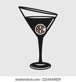 Martini Glass Monogram SVG Printable Vector Design svg