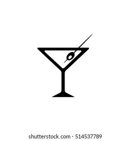 Martini glass with an olive icon vector