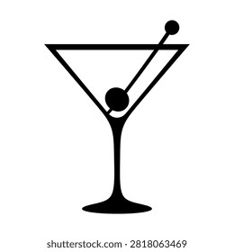 Martini glass with olive and stirrer icon