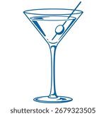 Martini Glass with Olive Vector Illustration