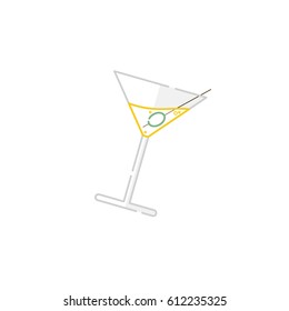 Martini Glass With Olive. Vector, Illustration