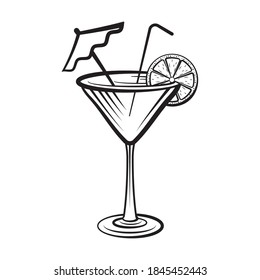 Ilustración del vector imprimible de contorno de vidrio Martini